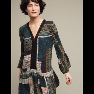 Anthropologie Patchwork Peasant Tunic Dress Med